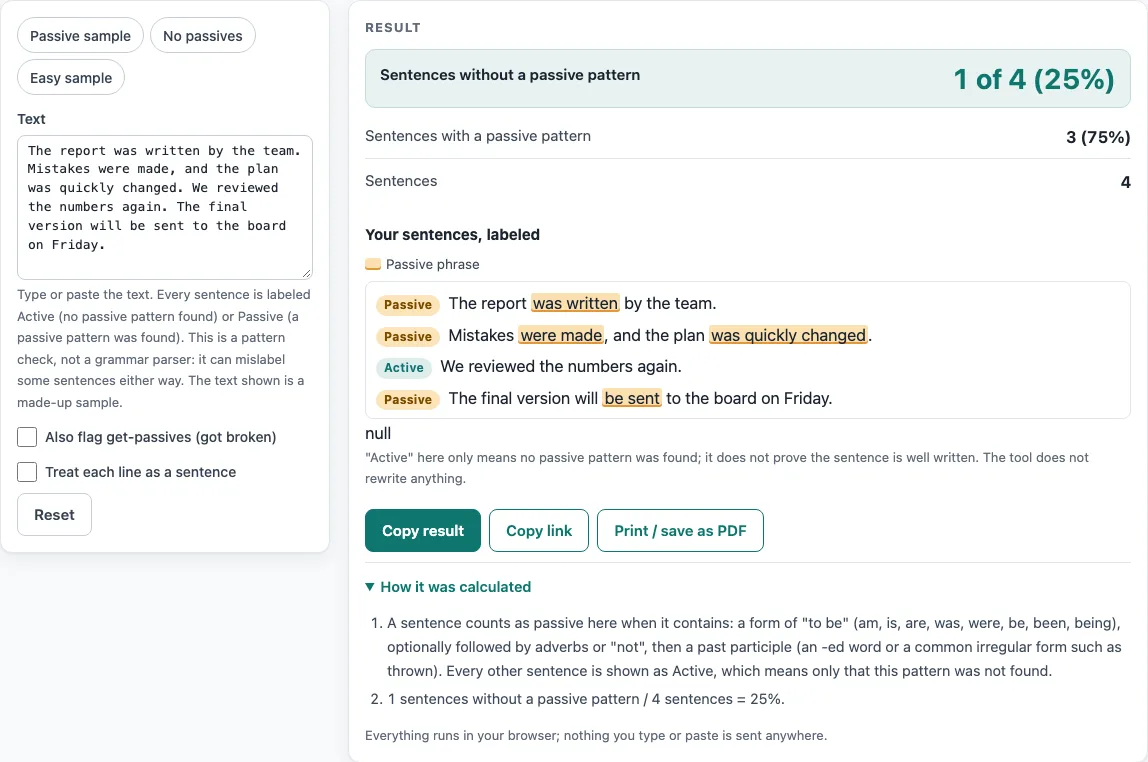Active voice checker example